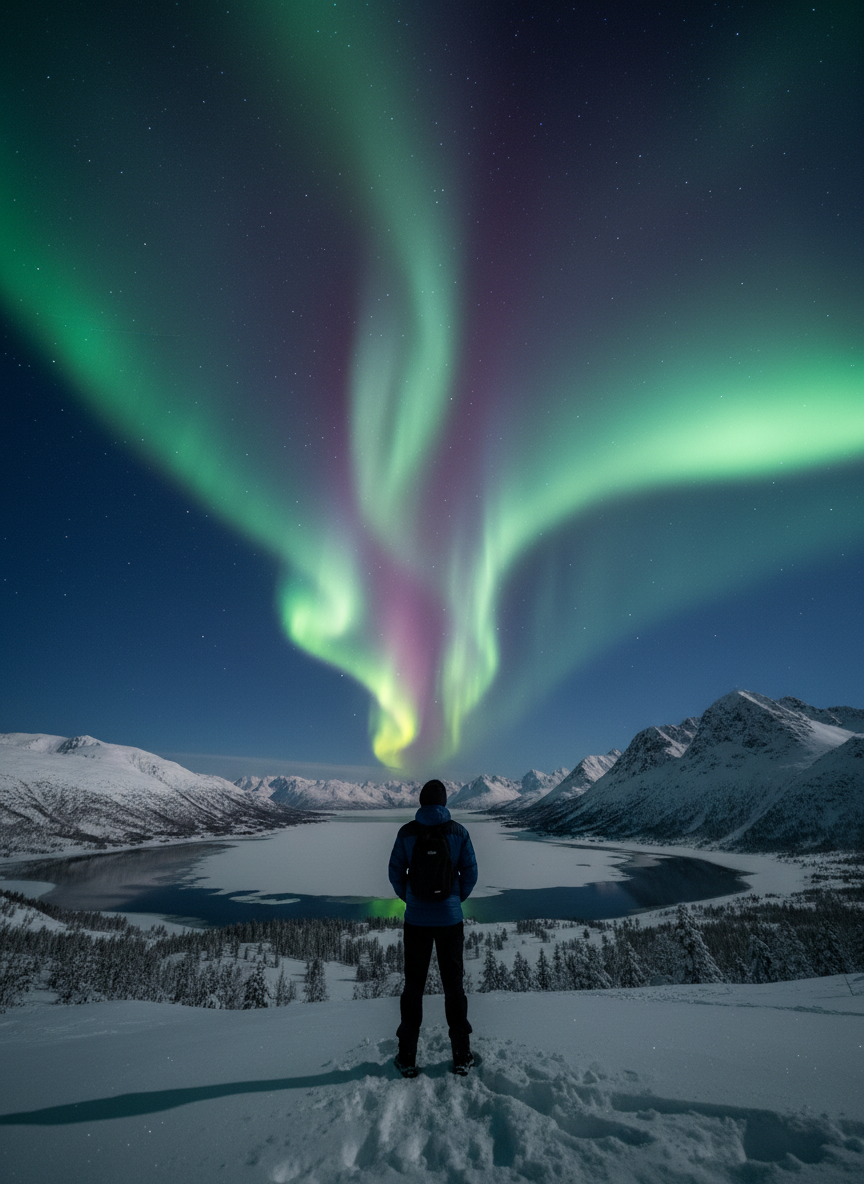 Tour de auroras boreales y auroras boreales Ruka Kuusamo Laponia finlandesa
